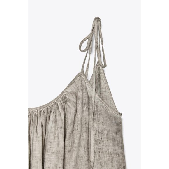 NWT ZARA ZW Collection 100% Linen Strappy Maxi Dress Gray Large L 4043/064/802 - Picture 5 of 11